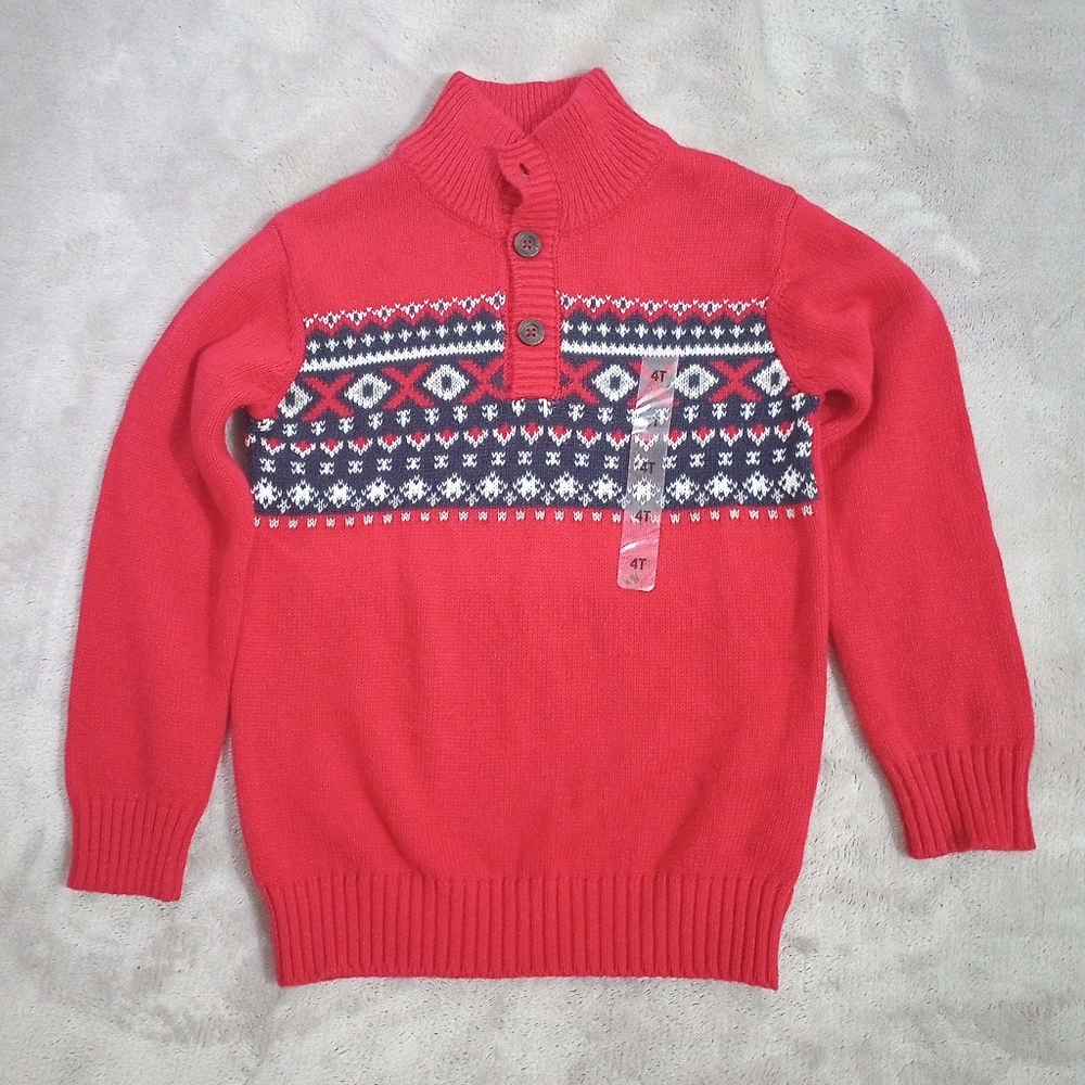 Children's Place Nordic Fair Isle Pullover Cotton Sweater 4T